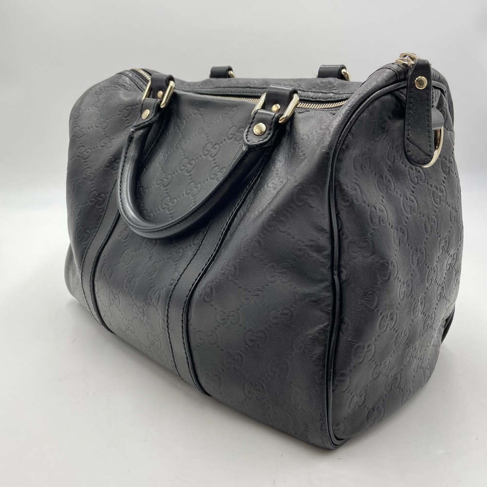 Gucci Black Embossed Leather Satchel